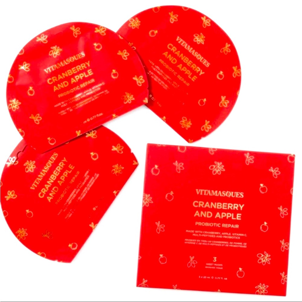 Vitamasques Cranberry and Apple Probiotic Repair (3) Sheet Masks